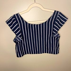 Adorable Striped Navy Blue Crop Top 🔥